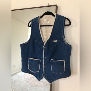 Sherpa-lined denim vest